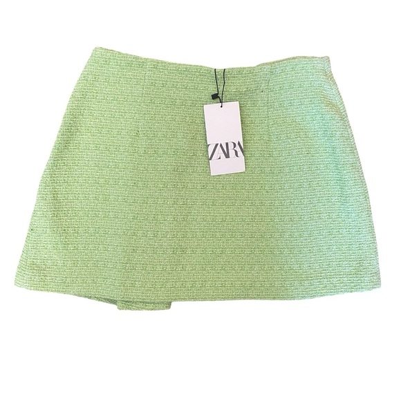 NWT! ZARA Elegant Green Tweed Skirt - Picture 2 of 9